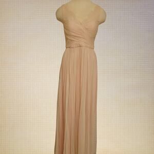 Hitherto Sleevless Chiffon Long Prom Gown Evening Cocktail Dress Cream Womens 2